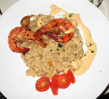 Risotto mit Scampi und Cocktailsoße